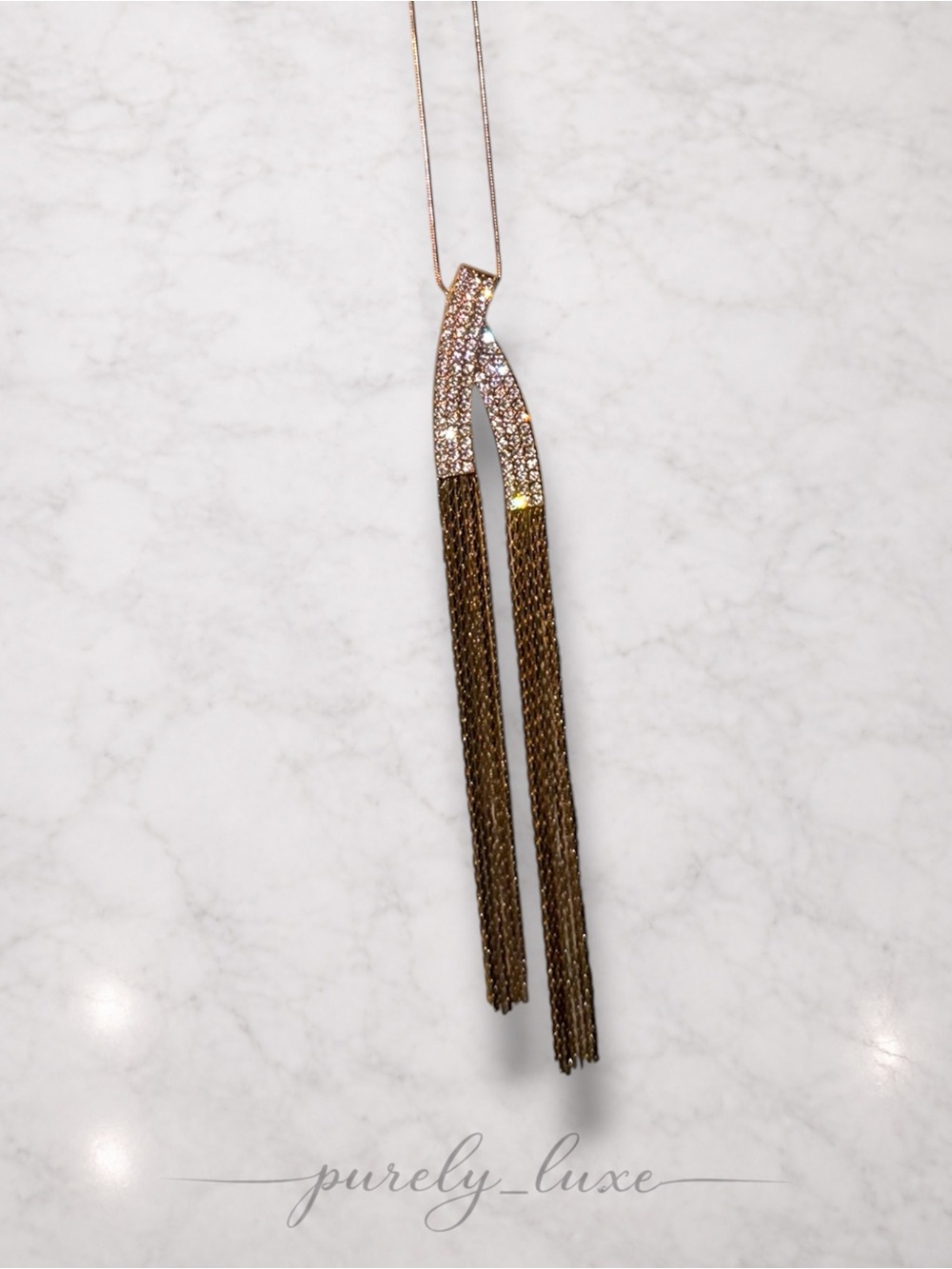 Gold Crystal Tassel Necklace